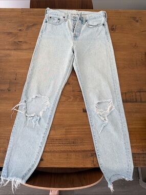 Levi's Light Blue Straight-Leg Ripped Jeans